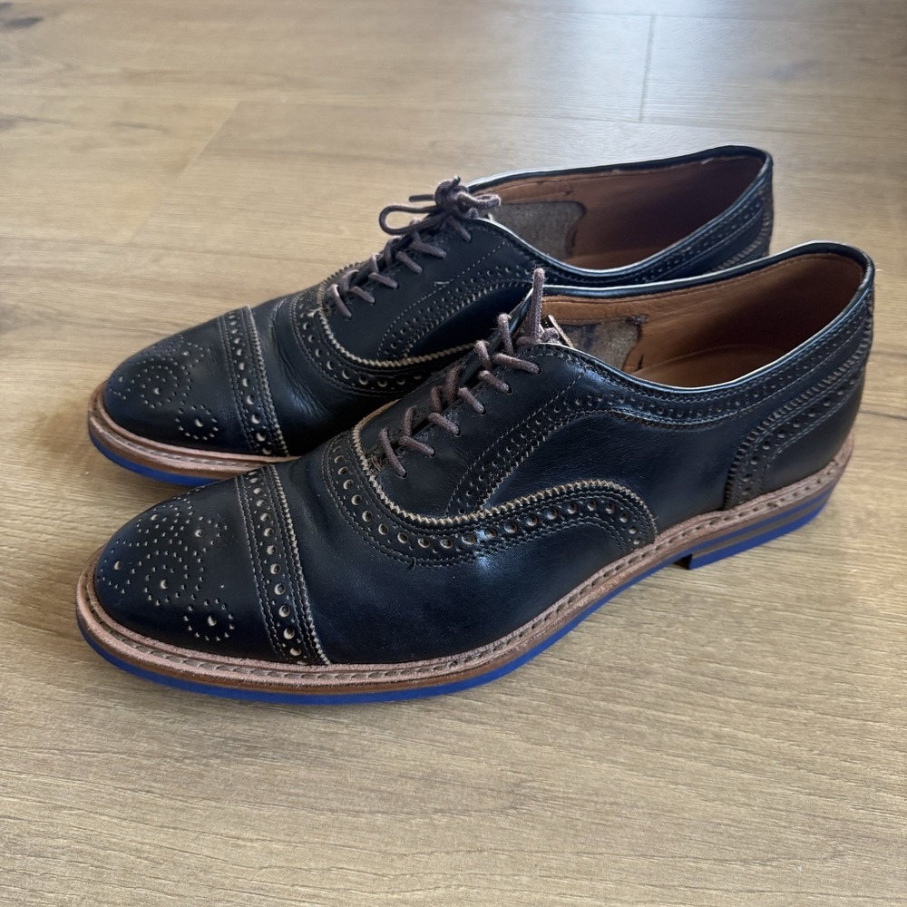Allen Edmonds "Strandmok" Black Men's Cap-Toe Oxfords Size 10 D Dress Shoes